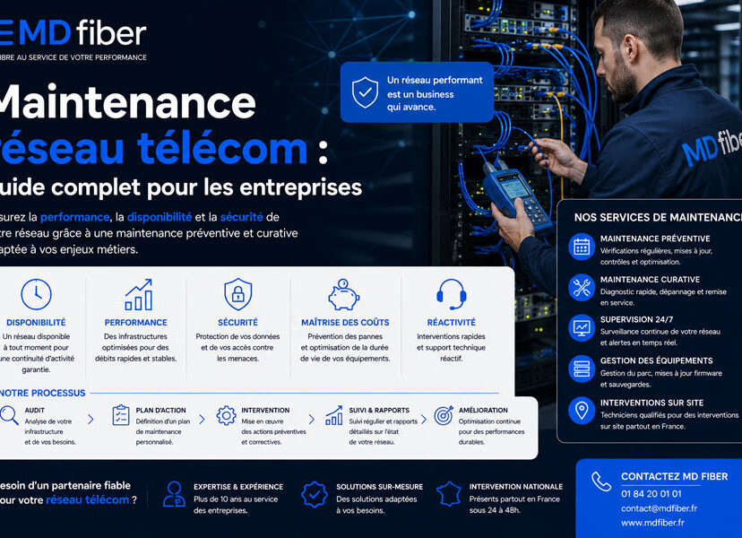Maintenance réseau télécom : guide entreprise | MD Fiber
