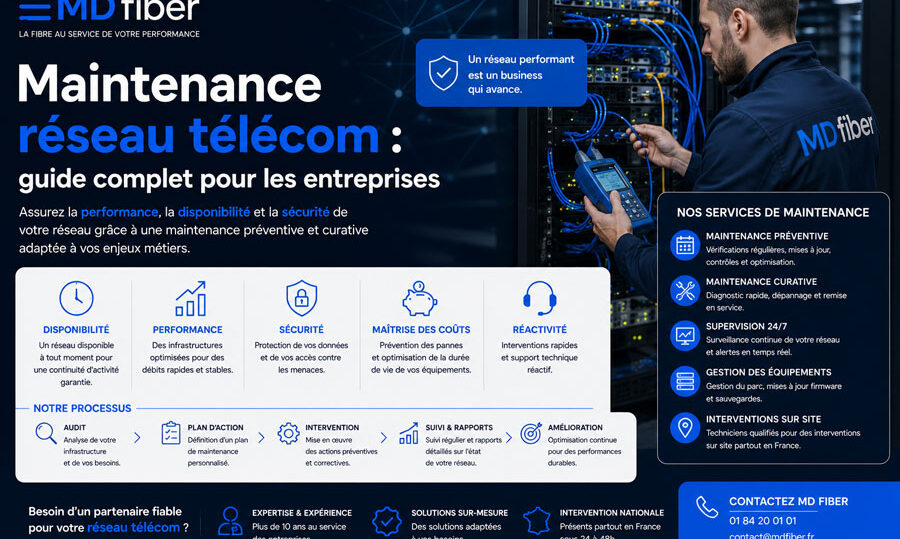 Maintenance réseau télécom : guide entreprise | MD Fiber