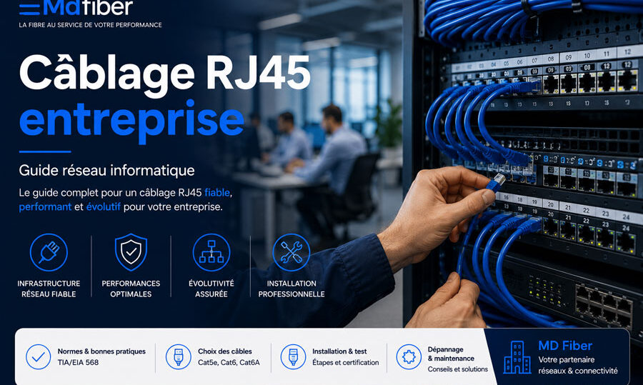 Câblage RJ45 entreprise : guide réseau informatique | MD Fiber