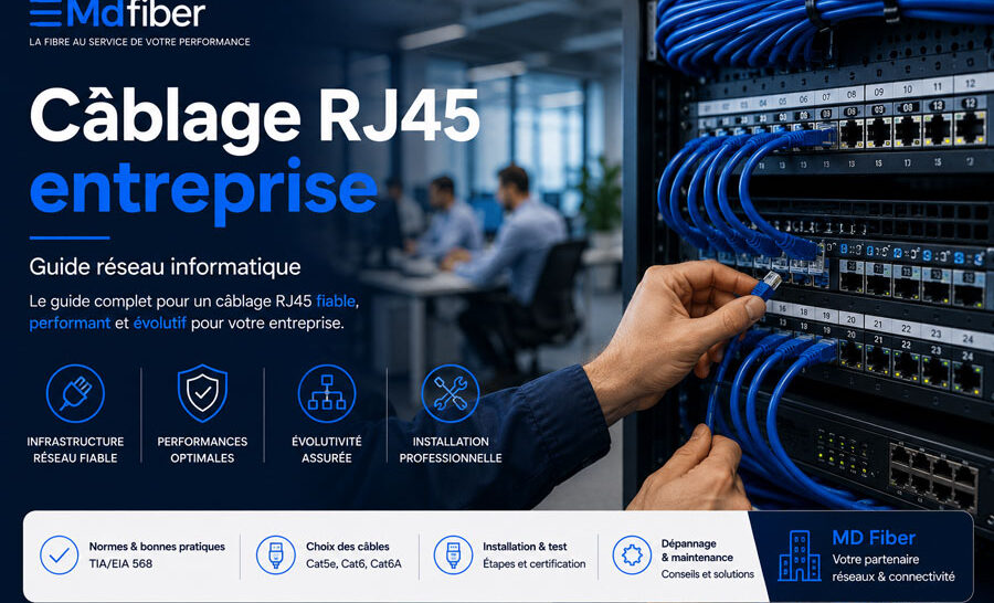 Câblage RJ45 entreprise : guide réseau informatique | MD Fiber